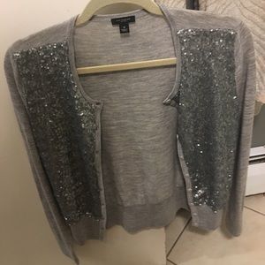 Ann Taylor Silver Sequin Cardigan